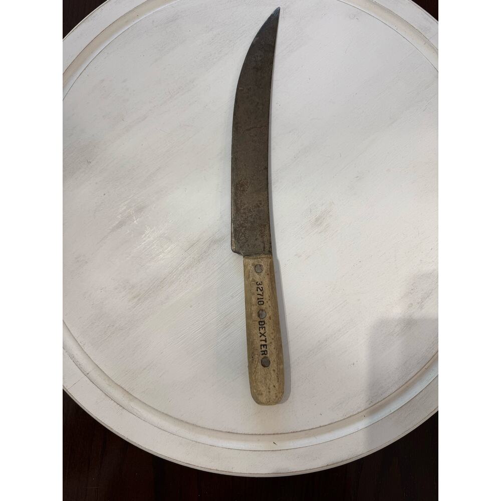 Vintage Dexter 32710 15" Butcher Knife Brown Wood Handle